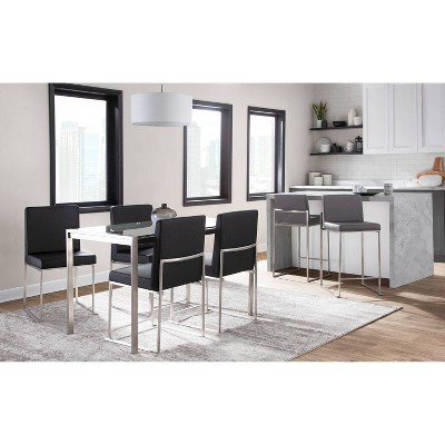 Fuji Contemporary High Back Faux Leather Dining Chair in Black