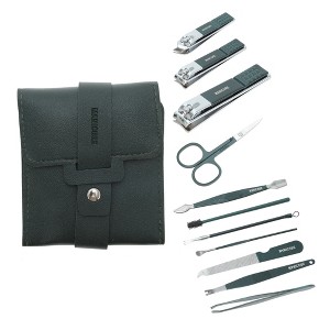 Unique Bargains Portable Nail Clipper Kit Blackish Green 12-piece Set - 1 of 4