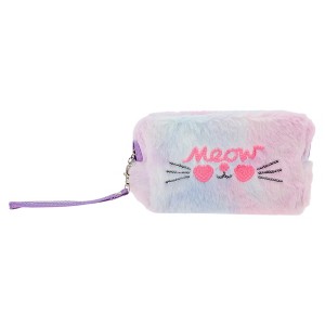 Unique Bargains Women's Portable Sequin Plush Cat Makeup Bag 1 Pc - 1 of 3