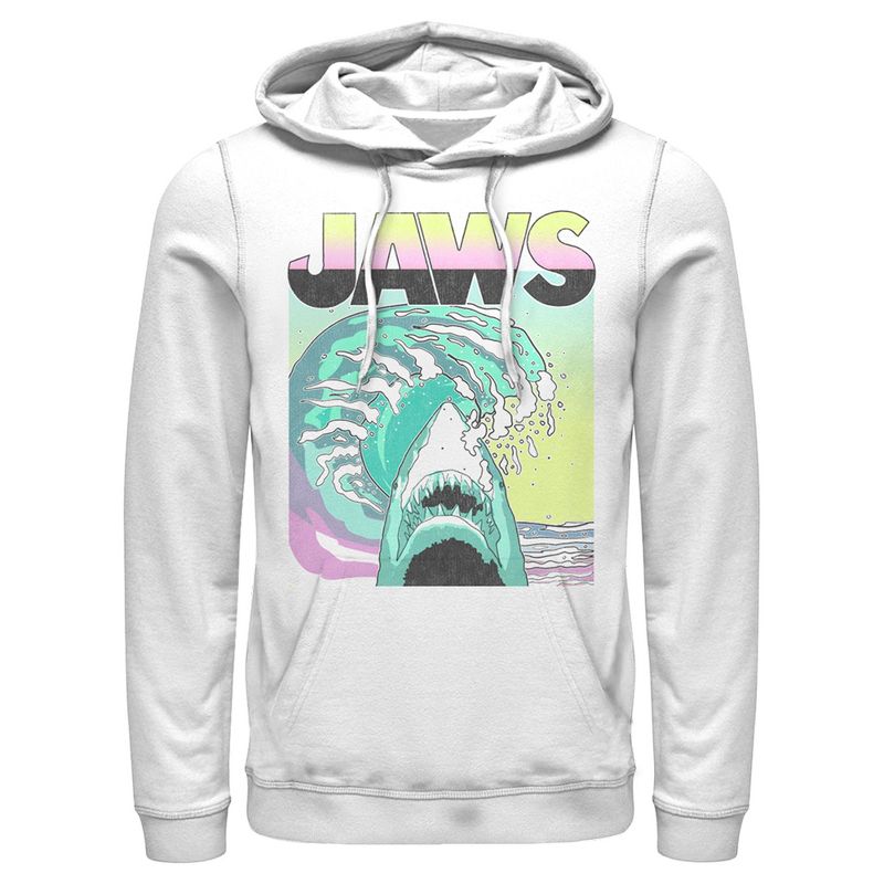 Men's Jaws 80s Colorful Wave Pull Over Hoodie, 1 of 5