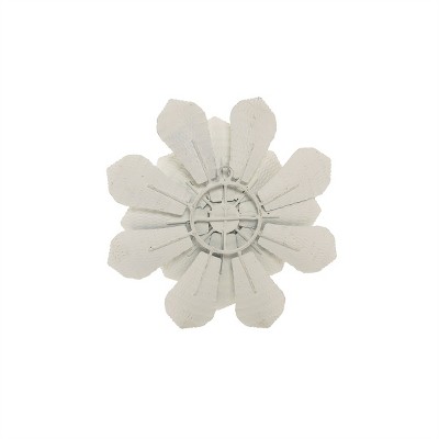 8.75 x 8.75 inch White and Brown Metal Layered Flower Wall Sculpture