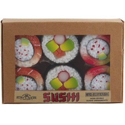 Kurt Adler Paper Ornaments for Christmas Tree, Sushi Box (Set of 6)