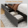 1-Piece Modern Storage Bed - 4 Drawers & Fabric Upholstery, Wood Slats Noise-Free Design, No Box Spring, Dark Grey - 3 of 4