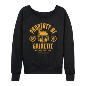 Women's - Star Wars - Property Of Galactic Bh Lightweight French Terry Wide Neck Long Sleeve Shirt - 1 of 4
