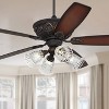 60" Casa Vieja Montego Industrial Rustic Indoor Ceiling Fan LED Light Oil Rubbed Bronze Teak Clear Glass for Living Kitchen Home - 2 of 4