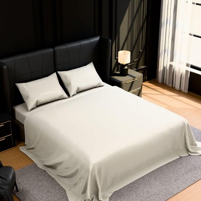 INFURNIC Bedding Sets King Premium Brushed Microfiber Bed Sheets Soft Fade and Shrinkage Resistant 4 Piece Set, White, 12.00"*10.00"*5.00"
