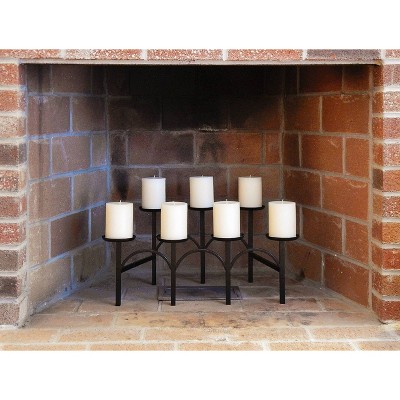 Elegant Two-Tier Wrought Iron Black Fireplace Candelabra