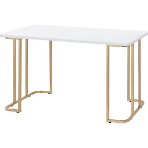 Royal Hampton Writing Desk with Metal Curved Sled Base and Floor Protectors, White - 1 of 4