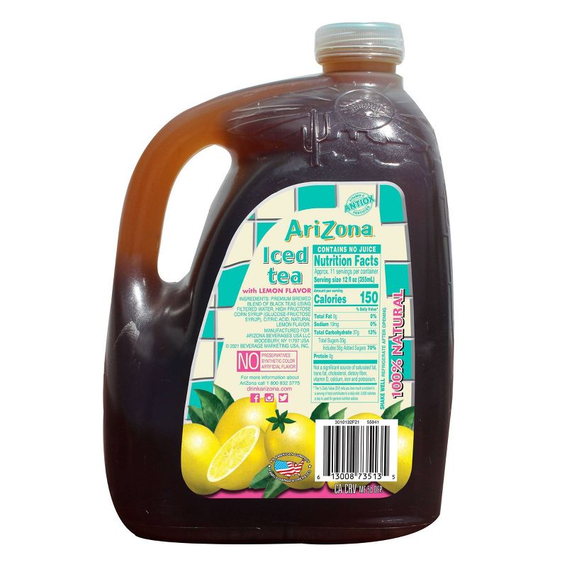 AriZona Iced Tea with Lemon Flavor - 128 fl oz Jug, 2 of 4