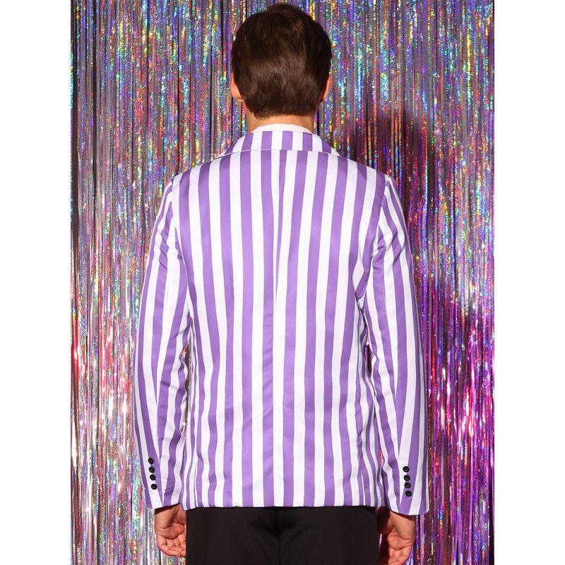 Lars Amadeus Men's One Button Business Stripes Patterned Sports Coats, 3 of 6