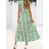Coolmee Women's Summer Floral Midi Dress Casual Cap Sleeve V Neck Ruffle Tiered Flowy Boho Long Sundresses - 3 of 4