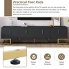 Modern TV Stand for TVs Up to 80'',Media Console Table with Cabinets,Adjustable Shelves, Metal Legs, Gold Handles,TV Cabinet with Geometric Lines - 3 of 4