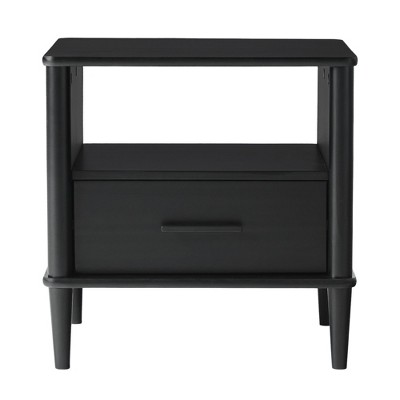 NicBex 15 inch Wide Nightstand with 1 Drawer,Side Table with Open Shelf and Wooden Legs,Bedside Table for Bedroom,Living Room,Black/Caramel/Walnut