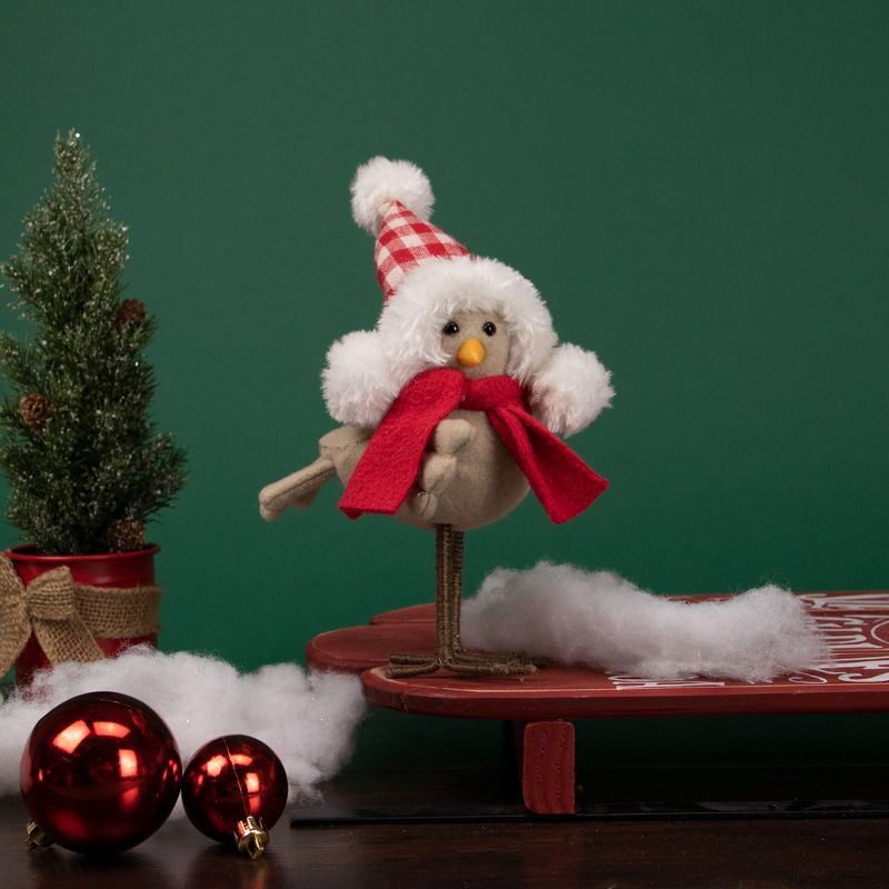 Northlight 8.5" Right Facing Standing Bird with Red Scarf and Plaid Hat Christmas Figure, 2 of 4