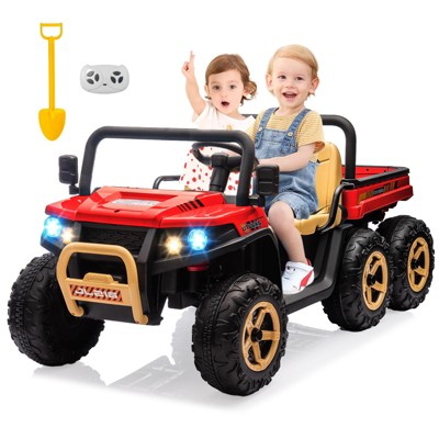 2 Seater Ride On Car for Kids w/Parent Remote Control, 24v Ride On Dump Truck with Shovel, Music Player, Kids Utv Ride On Truck