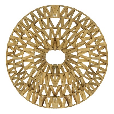 Saro Lifestyle Table Mats with Woven Water Hyacinth Design (Set of 4), Beige