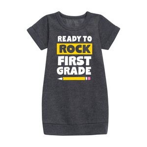 - Instant Message - Ready To Rock First Grade Graphic Short Sleeve Fleece Dress - 1 of 4