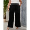 Clearlove Women's Plus Size Velvet Wide Leg Pants with Comfort Waistband Elastic Waist Casual Trouser - 3 of 4