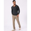 INSPIRE CHIC Men's Long Sleeve V-neck Solid Color Knitted Pullover Sweater - 2 of 4