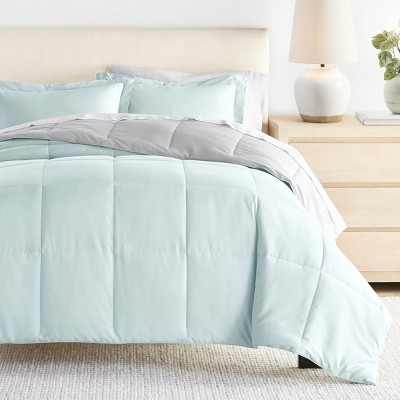 7PC Bedding Bundle, Reversible Solid Comforter and Patterned Sheet Set - Becky Cameron