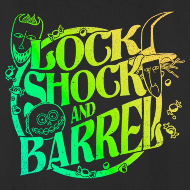 Women's The Nightmare Before Christmas Lock, Shock, and Barrel Neon Circle T-Shirt, 2 of 5