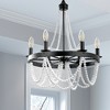DORESshop 6-Light Matte Black Chandelier with White Wood Beads, E12 Sockets, Non-Integrated Bulbs, Rustic Farmhouse Style - 2 of 4