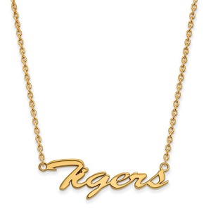 Black Bow Jewelry 14k Yellow Gold Plated Sterling Silver Louisiana State Fighting Tigers NCAA Necklace 18 Inch - 1 of 4