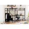 Okak Full Size Metal Loft Bed with L-shaped Desk, Bed Frames with Safety Rails, Ladder and Storage Shelves, Twin Bed for Bedroom, Kids Room, Black - 3 of 4