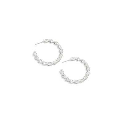 Slickblue Women's Hoop Earrings, Twisted Rope Mini Design, Push Back, Night Out Look, Gold/Silver, 1.5"