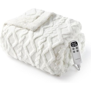 Soft flannel electric blanket with 6 heating levels and 4 hours auto shut-off, 4 hours time setting, ETL certified electric lap blanket - 1 of 4