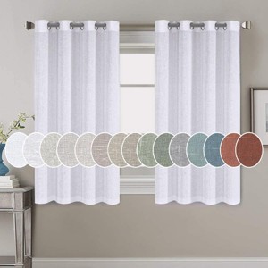 Living Room Linen Curtains Nickel Grommet Energy Saving Light Filtering Semi Sheer Curtain - 1 of 4