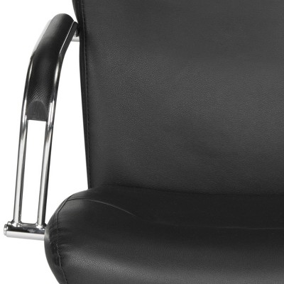 Black Leather High Back Swivel Arm Chair