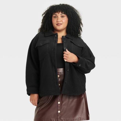 Plus size black utility jacket sale