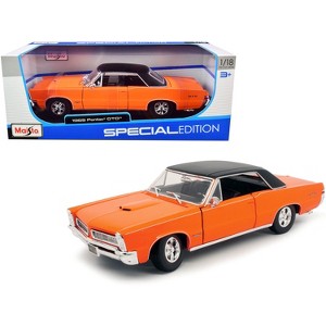 1965 Pontiac GTO Hurst Orange with Black Top and White Stripes "Special Edition" 1/18 Diecast Model Car by Maisto - 1 of 3
