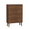 Maliang 31.5" Walnut Shoe Storage Cabinet, Fence Shoe Cabinet with 2 Flip Drawers, Suitable For Corridors And Entrances - 2 of 4