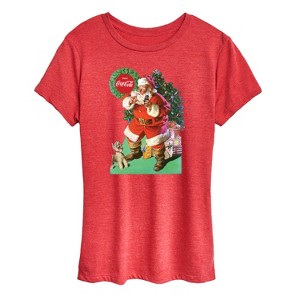 Women's - Coca-Cola - Vintage Santa With Dog Short Sleeve Graphic T-Shirt - 1 of 3