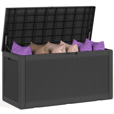 Sersper 100 Gallon Large Resin Deck Box Outdoor Storage Boxes for Garden Tools and Pool Supplies-Waterproof,Lockable,Black