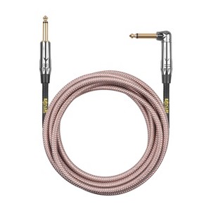 Clef Audio Labs 6.35mm TS to 6.35mm TS Straight to Angled, Black Chrome Zinc Alloy Shell/Grey Copper Braided - 10FT -1PK - 1 of 4