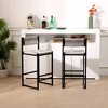 Set of 2 Creamy White Paper Rope Woven Bar Stools,Hand Weave Counter Stool with footrest for Kitchen Island, Dining Room - 2 of 4