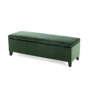NicBex Modern 51.25" Storage Bench Wood Accent Stools with Cushioned Top for Bedroom and Entryway - 1 of 4