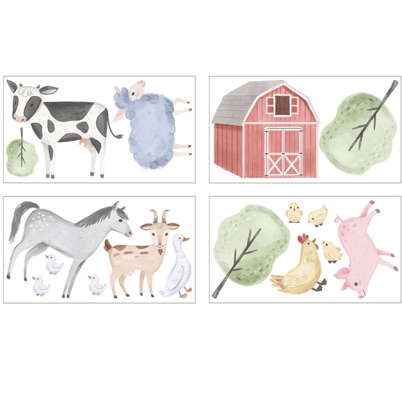 Sweet Jojo Designs Boy or Girl Gender Neutral Unisex Wall Decal Stickers Art Nursery Décor Farm Animals Multicolor 4pc, 3 of 4