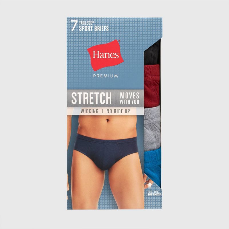 Hanes Premium Men's Stretch Comfort Soft Waistband Briefs 7pk - Blue/Black/Gray, 5 of 6