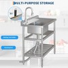 Commercial Stainless Steel Utility Sink Freestanding Single Bowl with Pull-Down Hot & Cold Faucet, Built-In Washboard, Indoor & Outdoor Use - 4 of 4