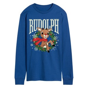 Men's - Rudolph - Rudolph Wreath Collegiate Long Sleeve Graphic T-Shirt - 1 of 3