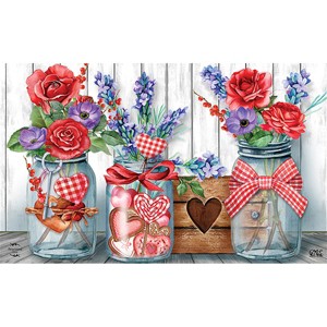 Love Filled Mason Jars Valentine's Day Doormat Indoor Outdoor 30" x 18" Briarwood Lane - 1 of 4