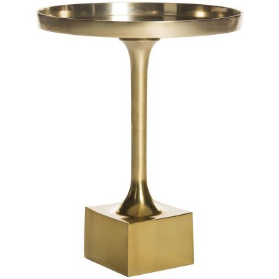 Corvus 16" Antique Brass Round Metal Side Table