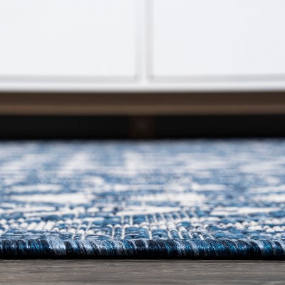Bohemian Blue/Ivory Geometric Synthetic Easy-Care Area Rug 3x5