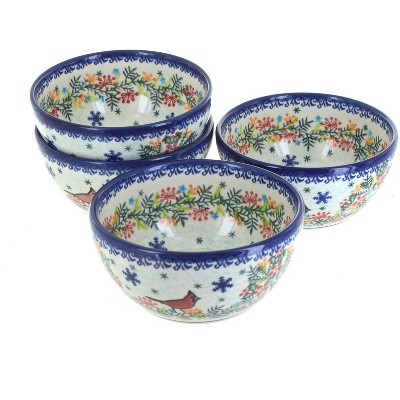 Blue Rose Polish Pottery 71-4 Vena Dessert Bowl Set