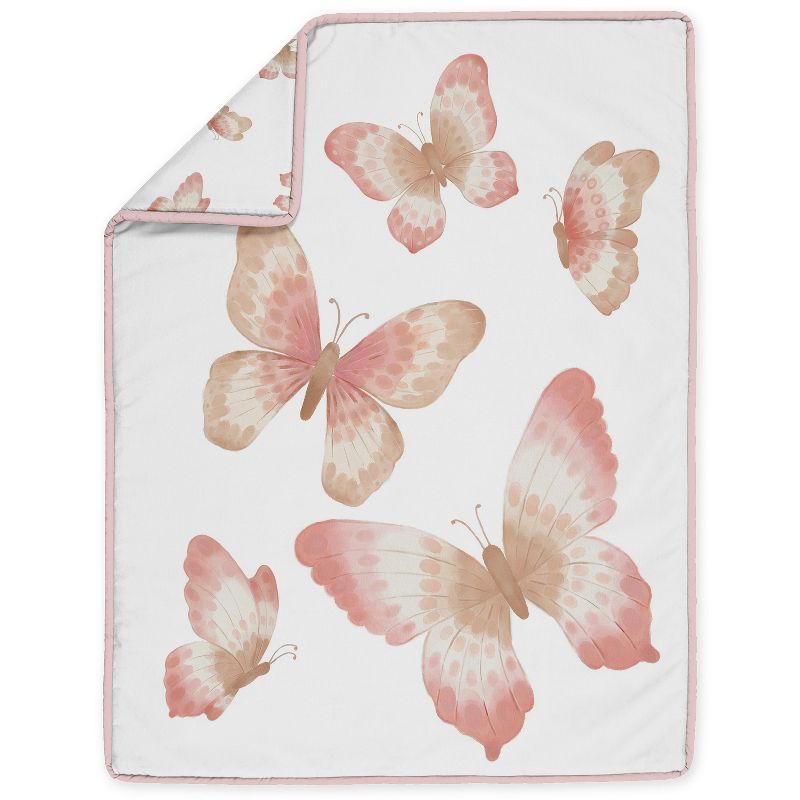 Sweet Jojo Designs Girl Baby Crib Bed Skirt Boho Fringe Pink and White, 4 of 8