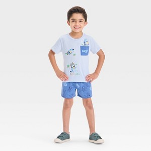 Toddler Boys' 2pc Bluey Pocket T-Shirt & Shorts Set - Blue - 1 of 4